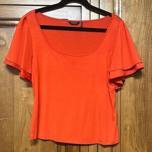 Maurices Orange Flutter Sleeve Blouse with Ruffled Details